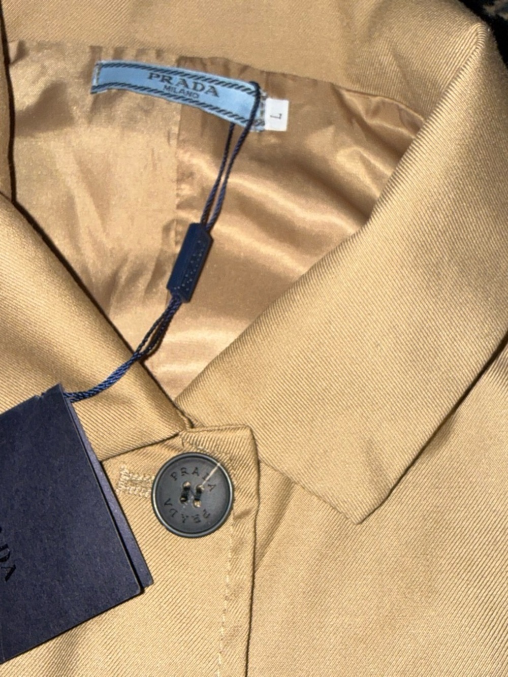 Classic Tan Collared Coat with Branded Button